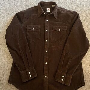 Levi's Brown Corduroy Casual Button Down Shirt